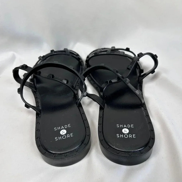 Shade & Shore Size 8 Sandals Studded Black Rubber - Picture 5 of 7